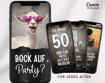 Funny digital birthday invitation "Ready to party?" | Animated birthday invitation | WhatsApp video invitation | Canva template with photo