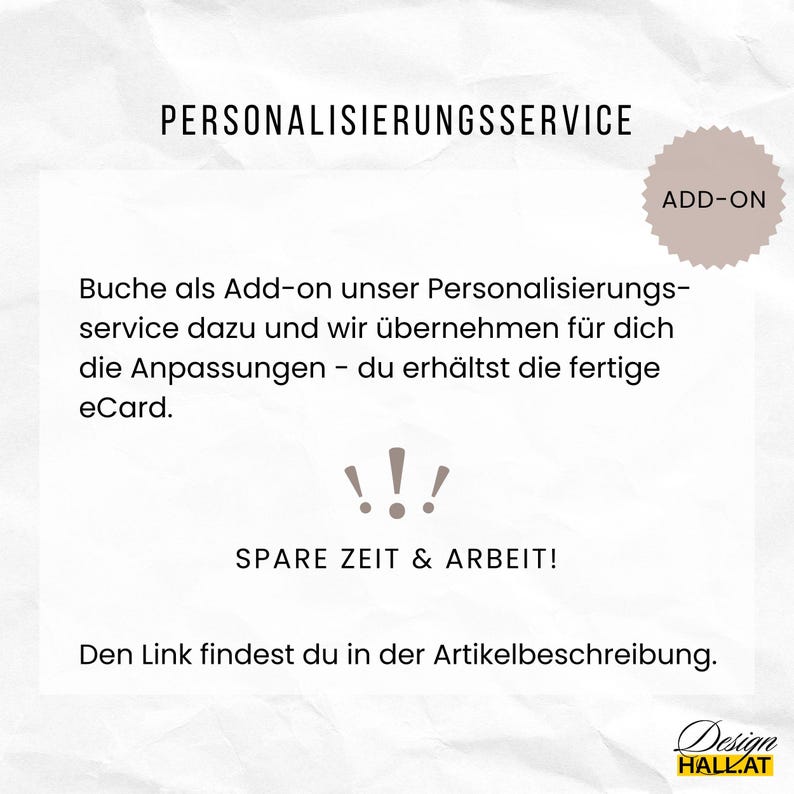 Wir bieten optional ein Personalisierungsservice, wenn du die Bearbeitung nicht selbst vornehmen möchtest. Gegen einen kleinen Aufpreis übernehmen wir die Personalisierung für dich und du erhältst innerhalb von 24 Stunden die fertige Einladung. Der Link https://designhallat.etsy.com/listing/1766152104 ist  auch in der Artikelbeschreibung zu finden.