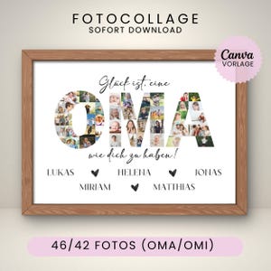Fotocollage Oma personalisierbar Geschenk für Oma zum Geburtstag Last Minute Geschenkidee Omi Muttertag Canva Vorlage Bild zum Ausdrucken