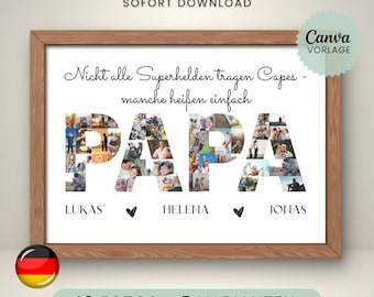 Personalized photo collage gift for Dad, Father's Day gift, last-minute gift idea, birthday gift for Dad, printable image, Canva template