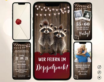 Funny Double Birthday Invitation | Digital Birthday Invitation for a Double Party | WhatsApp Invitation | Celebrate Together eCard | Canva Template