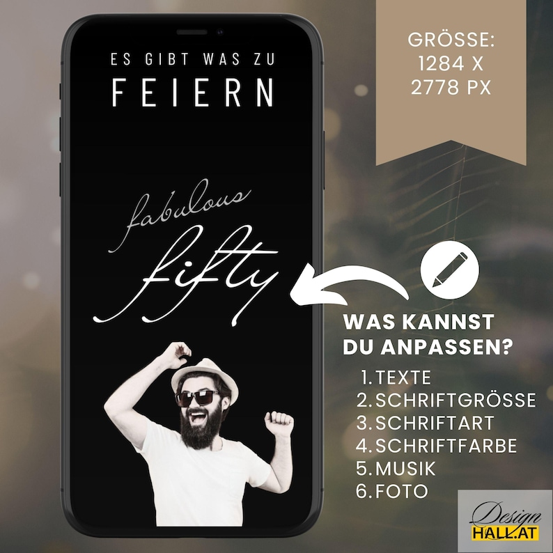 Digitale Einladung  Geburtstag, Animierte Einladung, Videoeinladung mit Musik, personalisierbar, Canva-Vorlage, Sofort Download, eCard, Videoeinladung zum Versenden mit Whatsapp, Instagram, Facebook, Messenger, SMS und E-Mail,