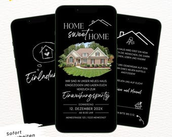 Invito digitale per la festa di inaugurazione della casa | eCard animata per una festa di inaugurazione della casa | Modello Canva con musica | Invito video Home Sweet Home per WhatsApp
