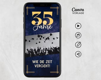 Invitation class reunion digital Save the Date graduating class reunion eCard Alumni WhatApp invitation Canva template customizable