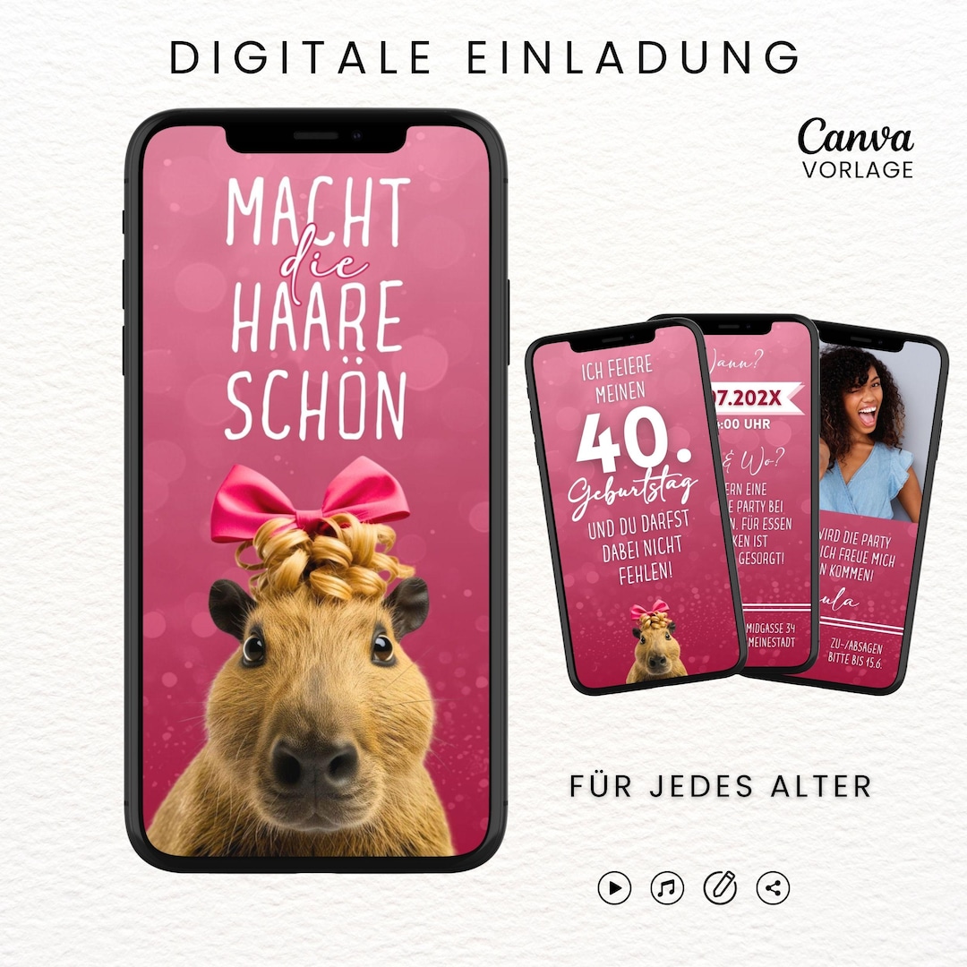 Capybara Geburtstagseinladungen - 10 Stück Karten Mit Umschlägen Für Kinderparty