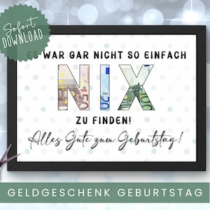 Geldcadeau verjaardag, verjaardagscadeau foto, last-minute cadeau, geld creatief weggeven, direct downloaden, PDF-afdruksjabloon