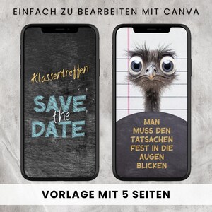 Digitale Einladung Klassentreffen, Canva Vorlage personalisierbar, Digitaler Download, Canva Template Klassentreffen, Save the date eCard animiert, Whatsapp Einladung digital versenden, animierte Videoeinladung Handy, Einladungskarte Abschlussklasse