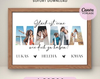 Collage de fotos para mamá, regalo de cumpleaños personalizado, plantilla imprimible, regalo de última hora para el Día de la Madre, imagen, plantilla de Canva, Navidad
