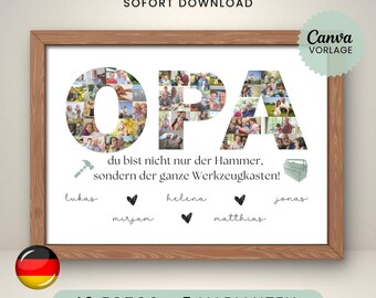 Personalized gift for grandpa: photo collage, Canva template, last-minute gift idea, birthday gift for grandpa, printable photo collage, Father's Day DIY