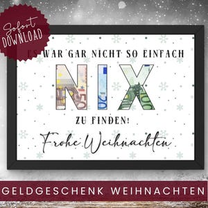 Plantilla de regalo de dinero de Navidad, regalo de Navidad de bricolaje, regalo de último minuto, regalar dinero de forma creativa, descarga instantánea, plantilla de impresión en PDF