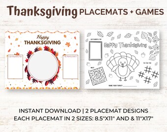 Printable Thanksgiving Placemat, Happy Thanksgiving, Kids Activity, Craft Coloring Page, Placemat Games, Thanksgiving Scavenger Hunt