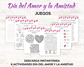 Valentine's Day Printable Games in Spanish, Día del Amor y la Amistad en Español, San Valentín Juegos, Actividades (Digital, US letter y A4)