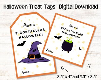 Halloween Treat Tags, Favor Tags, Gift Tags, Party Favors, Trick or Treat Favor Tags, Spooktacular Halloween Party, PDF, Instant Download