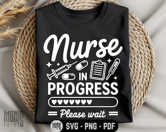 Infirmière en cours de chargement SVG PNG PDF école d'infirmières svg infirmière vie svg étudiante en soins infirmiers svg future infirmière svg drôle étudiante en soins infirmiers svg
