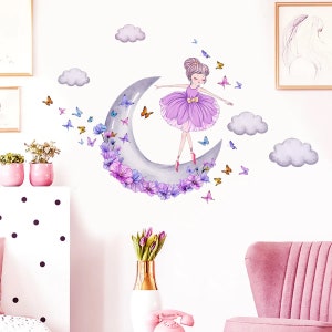 Easily Removal! Girls Princess and Butterfly wall Stickers / For bedrooms, playrooms and nurseries / Room Decal Wall Sticker Art Decor