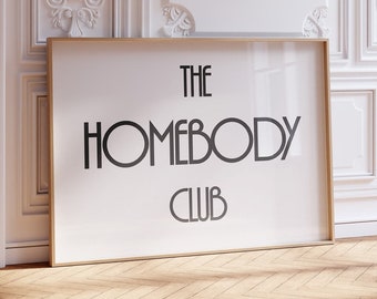 The Homebody Club Print Movie Typography Art Minimalist Poster Trendy Decor Aesthetic Wall Art Horizontal Digital Print Instant Download