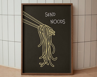 Senden Sie Noods Wand Kunst Ästhetische Küche Druck Digitaler Download Druckbare minimalistische Lebensmittel Druck Asiatisches Essen süße Küche Wandkunst