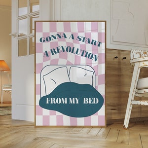 Gonna a Start a Revolution from my bed Wandkunst, Oasis Musik Wand Kunst Retro Typografie Zitat, kokettes Zimmer Dekor sofort download