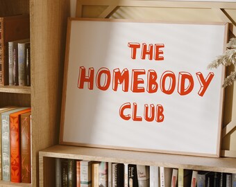 The Homebody Club Print Hand Drawn Typography Art Minimalist Poster Trendy Decor Aesthetic Wall Art Horizontal Digital  Instant Download