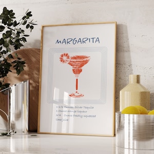 Margarita Cocktail Print, Minimalist Alcohol Prints, Bar Cart Prints, Classic Cocktail Wall Art, Retro Wall Art, Minimalist Wall Art