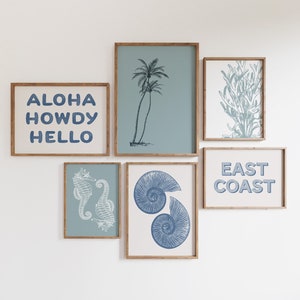 Coastal Cowgirl Wall Art Set of 6 Beach Prints Coastal Wall Art Art Modern Beach Art, Ocean Art Shell Prints Beach House Decor Printable Art
