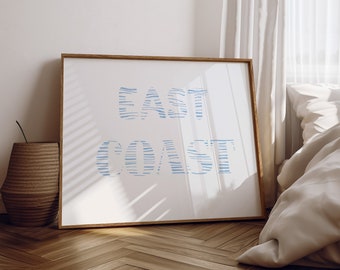 East Coast Print Coastal Cowgirl Decor Coastal Wall Art Minimalist Art Digital  Blue text Poster Cowgirl Aesthetic Trendy Printable Wall Art