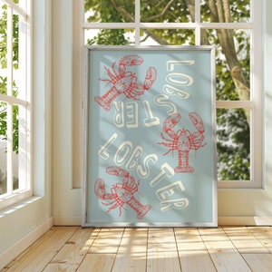 Lobsters Poster| Blue and Red | Digital Download Print