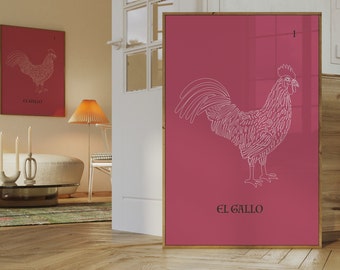 Mexiko Lotterie Wandkunst El Gallo Druck Loteria Kunst Digitaldruck Vintage Plakat Mexiko Kunstdruck Mexiko Wandkunst Mexikanische Dekoration