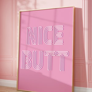 Schöner Hintern Druck rosa Typografie Poster Dekor ästhetisches Trend Badezimmer druckbares Plakat digitaler Download
