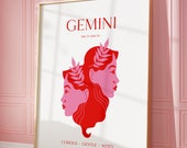 GEMINI Print, Gemini zodiac gift, Astrology Print Poster, Gift for GEMINI, Spiritual wall art, instant download