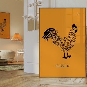 El Gallo Print Loteria Art Digital Print Vintage  Poster Mexico Art Print Mexico Wall Art Mexican Decor