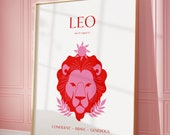 LEO POSTER Print, Leo zodiac gift, Astrology Print Poster, Gift for Leo, Spiritual wall art, instant download