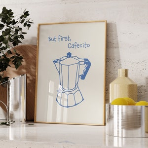 Coffee Print Hand draw  But First Cafecito Wall Art Retro Coffee Art Print Coffee Pot Poster Coffee Print Instant download