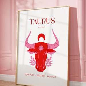 TAURUS POSTER Print, Taurus zodiac gift, Astrology Print Poster, Gift for Taurus, Spiritual wall art, instant download