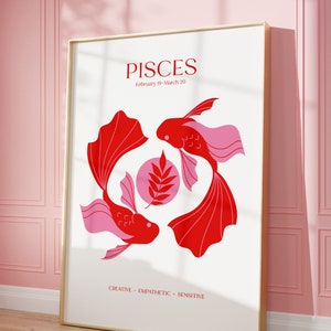PISCES POSTER Print, Pisces zodiac gift, Astrology Print Poster, Gift for Pisces, Spiritual wall art, instant download
