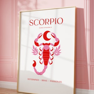 ESCORPIO POSTER Impresión, Regalo del zodiaco Escorpio, Cartel impreso de astrología, Regalo para Escorpio, Arte de pared espiritual, descarga instantánea
