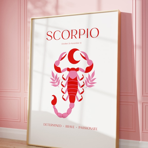 SCORPIO POSTER Print, Scorpio zodiac gift, Astrology Print Poster, Gift for Scorpio, Spiritual wall art, instant download