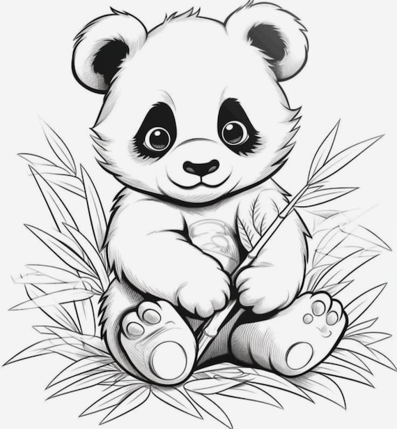 Cute Panda with a Bamboo Lantern Página para colorir  Panda coloring  pages, Coloring pages, Cute coloring pages