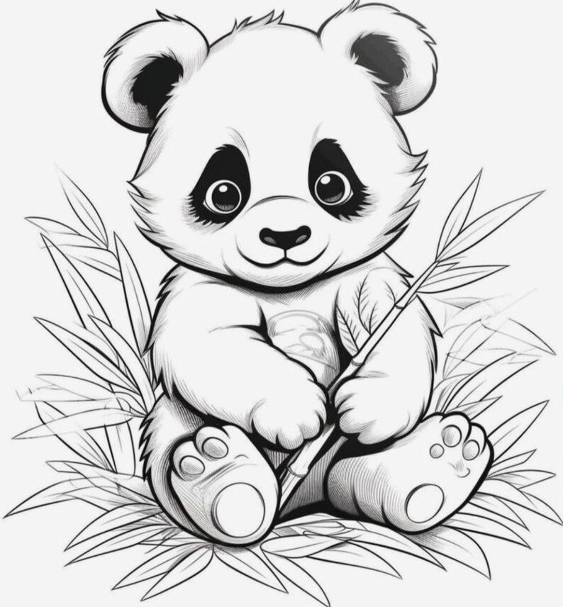 Panada Colouring Pages for Kids,panda Fun in the Bamboo Forest, Color