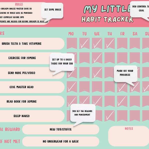 DDLG Punishments and Rewards Tracker // BDSM weekly Chore Chart // BDSM Punishment // Ddlg ageplay // Ddlg Template // kink downloadable