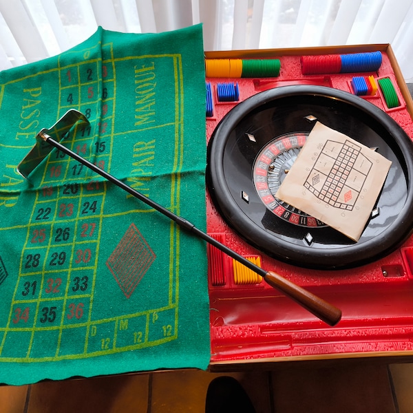 Vintage Roulettespel in lederen koffer