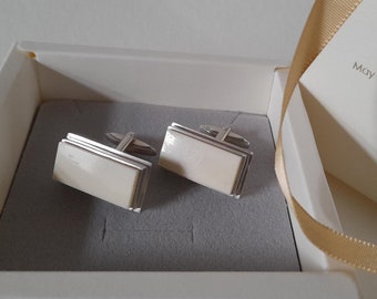 Gemelos plata 925, hueso