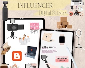 Influencer Stickers, Content Creator Clipart (PNG Digital Download)