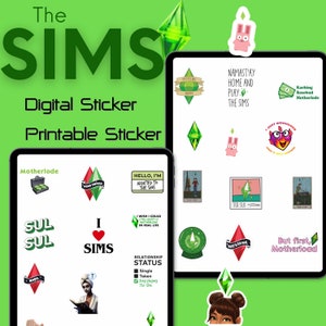 The Sims Sticker Sheet: Plumbob PNG Stickers (Digital Download)
