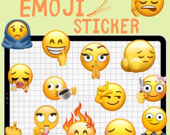 Pegatinas Emoji: Planificador Goodnotes, Pegatinas PNG de estado de ánimo (Descarga digital)