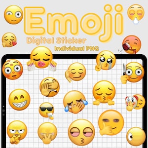 Niedliche Emoji digitale Aufkleber, Goodnotes PNG Clipart (digitaler Download)