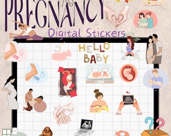 Pregnancy Digital Sticker Pack png Funny New Mom Digital Planner Stickers Goodnotes Notability iPad and Android Sticker