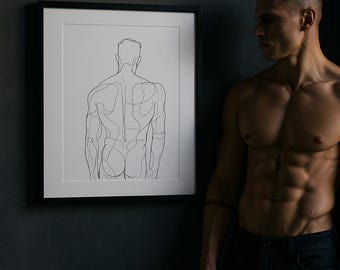 Male Form Line Art Poster, Gay Art, LGBTQ Home Decor