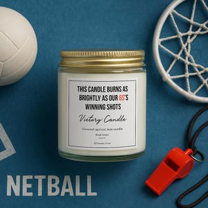Netball Candle | Goal Shooter (GS) | Netball Gift for Players & Teams | Sports Candle| Scented Candles, Coconut Apricot Wax (4oz, 9oz)
