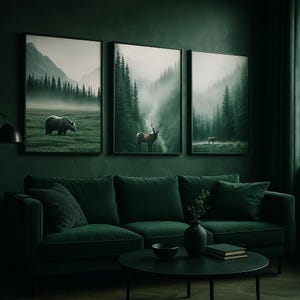 Misty Forest Printable Wall Art Set – 5 Digital Nature Prints | Foggy Green Landscape Decor | Instant Download